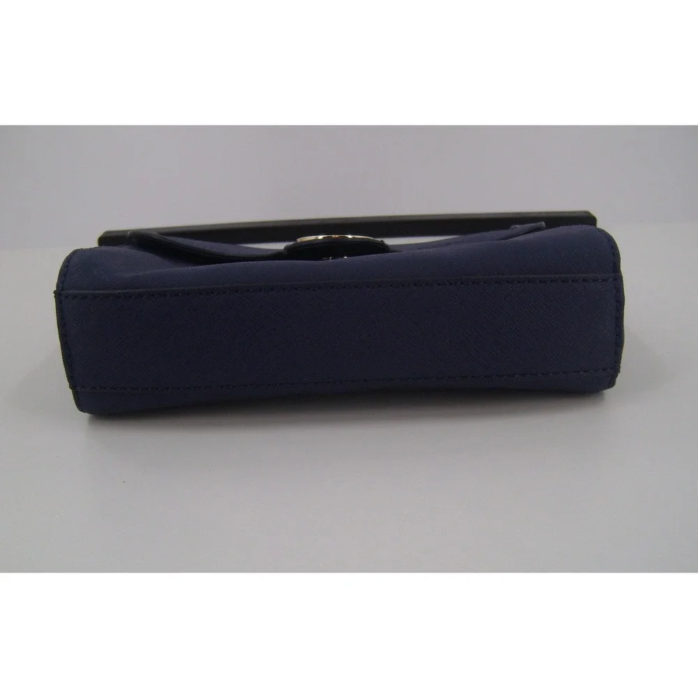 Tommy Hilfiger Navy Blue Saffiano Crossbody Bag Gold TH Logo Medallion Purse